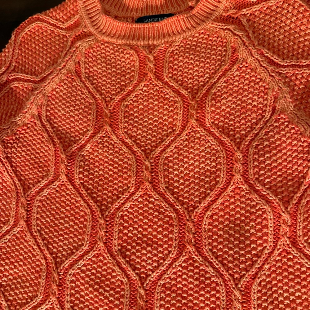 Orange sweater lands end sz med